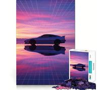 Rompecabezas de Coche Retro sobre Parrilla con Puesta de Sol para Adolescentes, 1000 Piezas, estimula la Memoria, diversión Relajante, Corte Premium, Regalo Elegante (38x26cm)