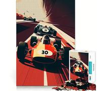 Rompecabezas de Coches de Carreras Retro de 1000 Piezas para Adolescentes Juguete de lógica Que estimula la Mente y relaja Bordes definidos Regalo Elegante (38x52cm)