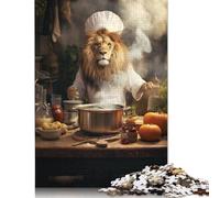 Rompecabezas de Cocina León cocinando, Juego de Bricolaje, Rompecabezas de cartón Premium para Mujeres, Hombres y niños, Regalo para el Día del Niño, 1000 Piezas (75 x 50 cm)