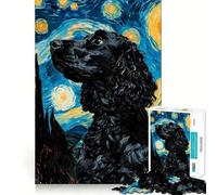 Rompecabezas de Cocker Spaniel Estrellado de 1000 Piezas para Adolescentes Refuerza la Memoria Tranquilo y Sereno Borde de Calidad Regalo Ideal para Pedir un Deseo a Papá Noel 38x26cm