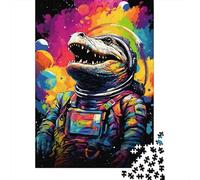 Rompecabezas de cocodrilo Astronauta artístico Colorido, de Primera Calidad, 100% Papel Reciclado, Rectangular, para Adultos y Adolescentes, 1000 Piezas (38 x 26 cm)