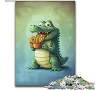 Rompecabezas de cocodrilo Comiendo Papas Fritas para Adolescentes, 1000 Piezas, Juguetes educativos, Juegos antiestrés, cumpleaños (26x38cm)