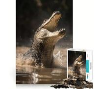 Rompecabezas de cocodrilo depredador de emboscada de 1000 Piezas Juego Mental Divertido Piezas de Ajuste preciso Actividad Relajante para Grupos en Interiores (38x26cm)