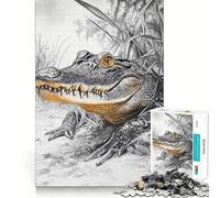 Rompecabezas de cocodrilo en la Hierba para Adultos,1000 Piezas,estimulación Mental,Juego de Corte preciso,alineación, Actividad para Fortalecer los Lazos Familiares (38x26cm)