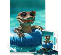 Rompecabezas de cocodrilo Sonriente en la Piscina para Adolescentes, 1000 Piezas, Juguete de lógica Mental, Alivio del estrés, Corte Firme, Regalo de Santa Claus 38x26cm