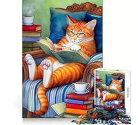 Rompecabezas de Coffee Books and Paws de 1000 Piezas, Juego de lógica, Alivio de la ansiedad, patrón para armar, exhibición artística (50x75cm)