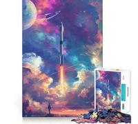 Rompecabezas de Cohete Espacial para Adultos, 1000 Piezas, Juguete de lógica Mental, Suave y Relajante, Corte Firme, Lista de Deseos de Papá Noel 38x52cm