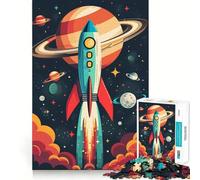 Rompecabezas de Cohete Espacial Retro de 1000 Piezas para Adolescentes Juguete de lógica Fuerte para Relajarse mentalmente Bordes definidos Regalo Elegante (38x52cm)