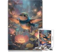 Rompecabezas de colibrí con Bufanda en un Entorno Floral para Adolescentes, 1000 Piezas, Juego Educativo de concentración, conmovedor, tamaño 38x52cm