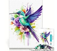 Rompecabezas de colibrí en Acuarela 1000 Piezas Juguete para desarrollar la Capacidad cognitiva Superficie Lisa y sin Rebabas Actividad Relajante para Grupos en Interiores (38x52cm)