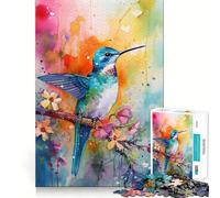 Rompecabezas de colibrí en Acuarela de 1000 Piezas Juguete de construcción Focus Building Ensamblaje Firme y Seguro Juguete de Entretenimiento para Interiores Durante Las Vacaciones (38x52cm)