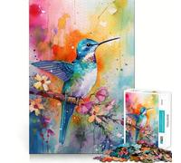 Rompecabezas de colibrí en Acuarela de 1000 Piezas para Adultos Juguete Que desafía la Mente Corte preciso alineación Actividad Divertida para Toda la Familia (50x75cm)