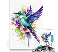 Rompecabezas de colibrí en Acuarela de 1000 Piezas para Adultos Juguete Que desafía la Mente Corte preciso alineación Actividad Divertida para Toda la Familia (50x75cm)
