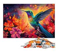 Rompecabezas de colibrí psicodélico de 1000 Piezas para Adultos, Ideal para Decorar el hogar, Regalo, Juego de ingenio, 50x75cm/19,68x29,52 Pulgadas.