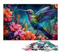 Rompecabezas de colibrí psicodélico de 1000 Piezas para Adultos. Ideal para Parejas, Navidad, Año Nuevo y San Valentín. 50x75cm/19,68x29,52 Pulgadas.