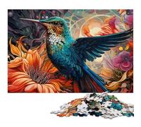 Rompecabezas de colibrí psicodélico de 1000 Piezas para Adultos, Rompecabezas de cartón, decoración del hogar y la diversión navideña, 26x38cm/10,23x14,96 Pulgadas