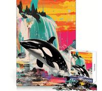 Rompecabezas de Collage de orcas asesinas para Adultos, 1000 Piezas, Juguete de lógica Resistente, Alivio de tensión, Borde Transparente, Regalo Premium (38x52cm)