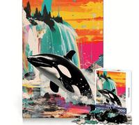 Rompecabezas de Collage de orcas asesinas para Adultos, 1000 Piezas, Juguete para ejercitar la Mente, Divertido y Relajante, Regalo navideño (50x75cm)