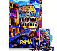 Rompecabezas de Colores del Coliseo de Roma para Adolescentes, 1000 Piezas, diseño Relajante y Divertido, decoración de Pared con Bordes definidos (38x26cm)