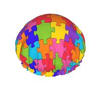 Rompecabezas de colores, gorros de ducha para concienciación sobre el autismo para mujeres, gorros de ducha reutilizables impermeables, gorros de baño, gorro de ducha turbante para niñas