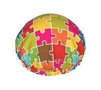 Rompecabezas de colores, gorros de ducha para concienciación sobre el autismo para mujeres, gorros de ducha reutilizables impermeables, gorros de baño, gorro de ducha turbante para niñas