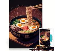 Rompecabezas de Comida Japonesa Ramen de 1000 Piezas para Adolescentes Mejora la Memoria Fácil de Usar Bordes limpios Sorpresa navideña (38x26cm)