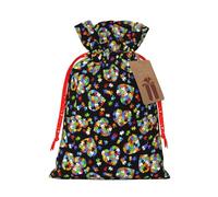 Rompecabezas de concienciación sobre el autismo, 1 bolsa de Navidad con cordón para todos los adultos para dar regalos de Halloween