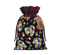 Rompecabezas de concienciación sobre el autismo, con estampado de corazón, bolsa de regalo reutilizable para necesidades festivas de Navidad, bolsas de regalo