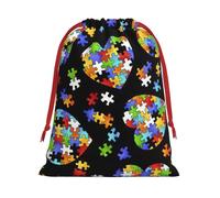 Rompecabezas de concienciación sobre el autismo, con estampado de corazón, bolsa reutilizable con cordón, regalos de cumpleaños, almacenamiento diario, suministros de oficina