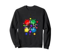Rompecabezas de concienciación sobre el autismo con salpicaduras de arco iris Sudadera