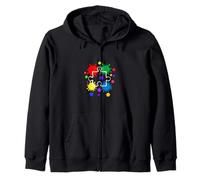 Rompecabezas de concienciación sobre el autismo con salpicaduras de arco iris Sudadera con Capucha