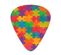 Rompecabezas de concienciación sobre el autismo, paquete de 12 púas de guitarra con 3 grosores y caja de almacenamiento, púas ABS para guitarristas de bajo eléctrico