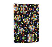 Rompecabezas de concienciación sobre el autismo, señalización con patrón de corazón, decoración de pared interior y exterior, adecuado para fiestas, dormitorios y porches.