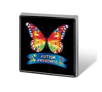 Rompecabezas de concientización sobre el autismo, mariposas, broches cuadrados, alfileres, insignias de metal, alfiler de solapa, chaqueta, sombrero, bolso, accesorios, decoración.