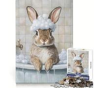 Rompecabezas de Conejito a la Hora del baño,1000 Piezas para Adultos,para Fortalecer el Cerebro,la Memoria,la Calma y el Ocio,con Cierre Seguro, (50x75cm)