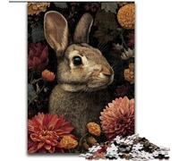 Rompecabezas de Conejito de Flores para Adolescentes, Juguetes adictivos para la decoración del hogar 26x38cm