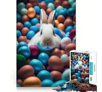 Rompecabezas de Conejito de Pascua Blanco para Adultos, 1000 Piezas Juguete Inteligente para el hogar Disfrute de un Corte preciso Decoración de Pared 50x75cm