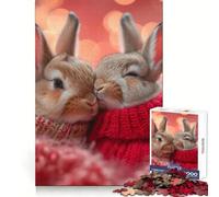 Rompecabezas de Conejito de San Valentín de 1000 Piezas para Adolescentes Aclara tu Mente Suave y entretenido (38x26cm)