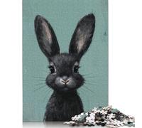 Rompecabezas de Conejito Negro Animado, cartón 100% Reciclado, para niño o niña, 1000 Piezas (26 x 38 cm)