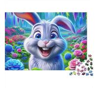 Rompecabezas de Conejo,Alegre mamífero pequeño,1000 Piezas,Acabado Mate,cartón Grueso,Actividad grupal,Regalo de cumpleaños para Adultos,Familia,Adolescentes avanzados,38x26cm/1000 Piezas