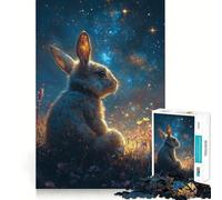 Rompecabezas de Conejo bajo un Cielo Estrellado para Adultos, 1000 Piezas, Juguete de lógica, antiestrés, Corte de precisión, Regalo para Festivales (38x52cm)
