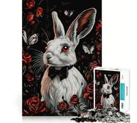 Rompecabezas de Conejo Blanco con Rosas de 1000 Piezas para Adultos Juego Divertido y fácil de armar Ideal para divertirse en Familia (50x75cm)