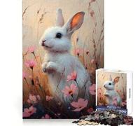 Rompecabezas de Conejo Blanco Entre Flores para Adultos, 1000 Piezas, Actividad Relajante para el Cerebro y la Memoria, Cierre Seguro, Acogedor (38x26cm)