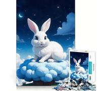 Rompecabezas de Conejo Blanco sobre una Nube de 1000 Piezas para Adolescentes Estimula la Mente Diversión sin Espacios Ajuste Entretenimiento cautivador para Interiores acogedores (50x75cm)