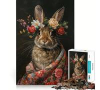 Rompecabezas de Conejo con Flores de 1000 Piezas para Adultos Juguete Intelectual para Relajarse y calmar Corte preciso Artículo de Santa Claus (50x75cm)