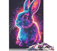 Rompecabezas de Conejo de neón, Juguete de relajación, Rompecabezas Rectangular de Papel para niño o niña, Regalo del Día del Padre, 1000 Piezas (26 x 38 cm)