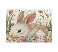 Rompecabezas de conejo de Pascua de primavera para adultos, 500 piezas, rompecabezas de madera de animales de huevos florales vintage, decoración divertida con patrón de flores silvestres para