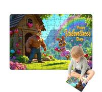 Rompecabezas de conejo de Pascua, rompecabezas de conejo para adultos | Rompecabezas hecho a mano colorido Happy Valentine's Day, 130 piezas para decoración del hogar | Adorable rompecabezas de arte