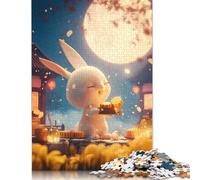 Rompecabezas de Conejo del Festival de la Luna, difícil Rompecabezas Rectangular de Papel Duro para Adultos y niños, 1000 Piezas (75 x 50 cm)