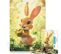 Rompecabezas de Conejo Dorado del Día de San Patricio para Adultos, 1000 Piezas, Juguete Inteligente, Divertido y Casual, Corte preciso, Regalo artístico 38x26cm